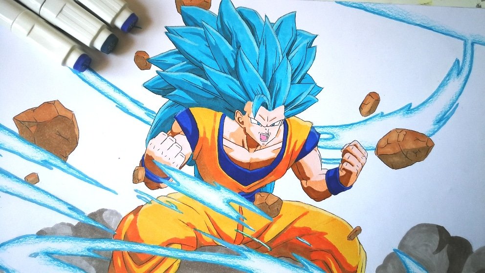 HOW TO DRAW GOKU SSJ BLUE 