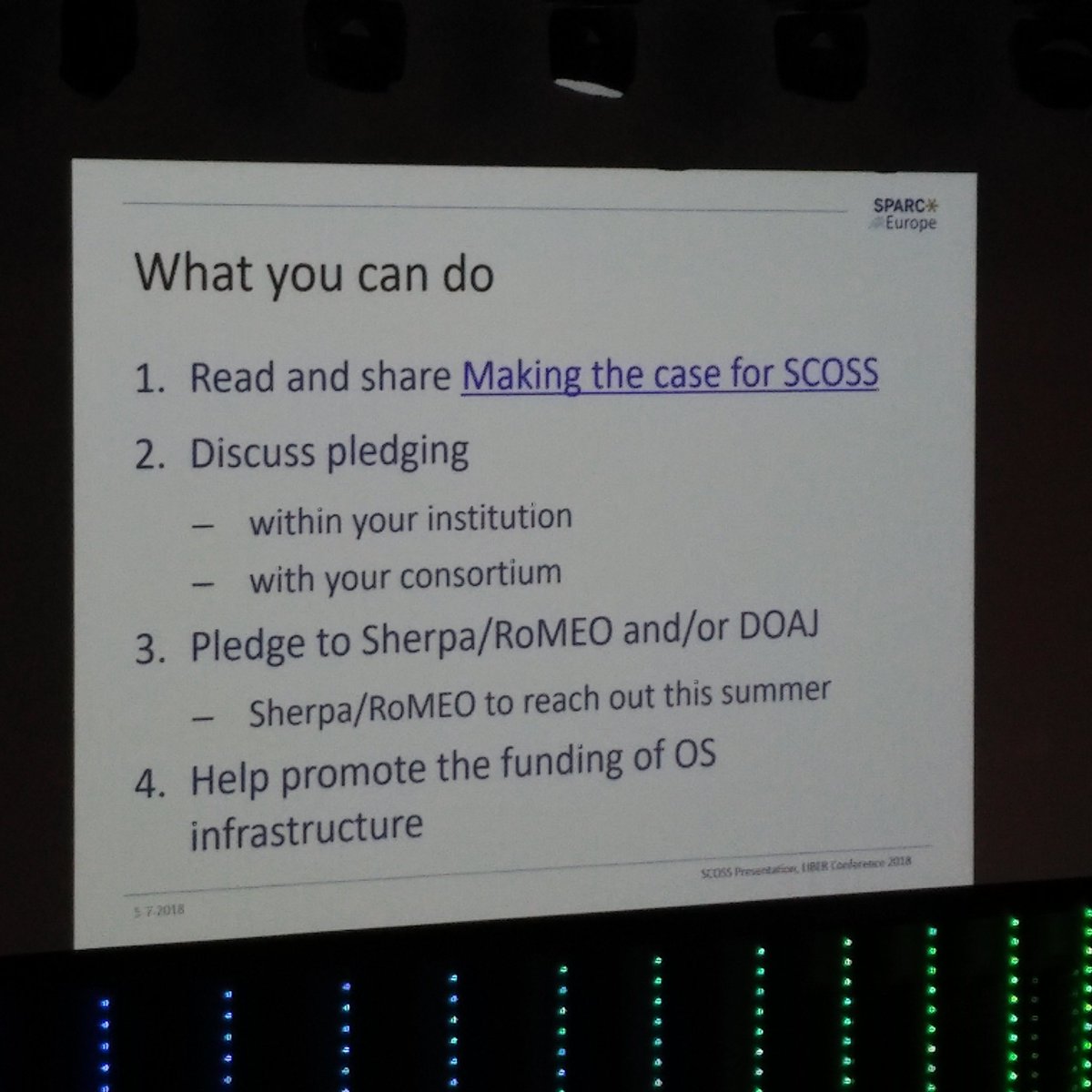 v_i_o_l_a's tweet image. what you can do to support #openscience #infrastructures: read &amp;amp; share eg. #SCOSS, discuss various pledging possibilities, strive for consistent investments. #liber2018