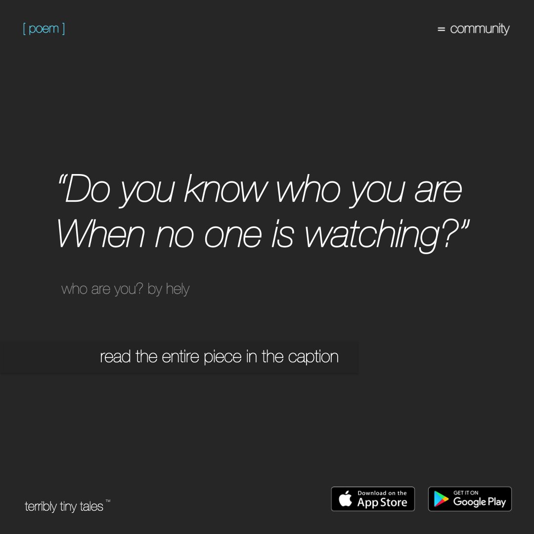 terriblytiny's tweet photo. Hely writes a #Community [ poem ] 'WHO ARE YOU?'

https://t.co/U4LS74JniZ

This piece was written and discovered on the TTT app. Follow the pen name - lilythepirate on the app to read more by them. You can download the app here <https://t.co/xxm4Z8VWC9>

#tttapp #microfiction https://t.co/VZlvFfZe7d