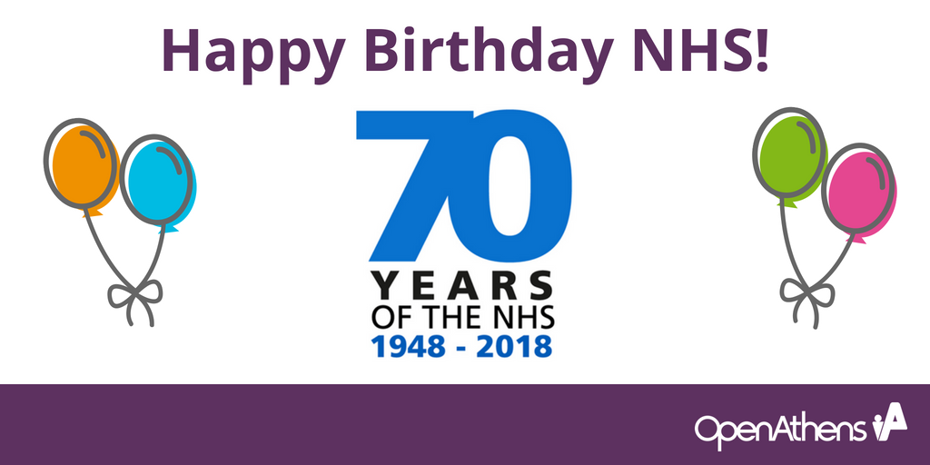 OpenAthens's tweet photo. Happy birthday to our largest customer! We've had the privilege of providing access management services to the NHS in England, Scotland &amp; Wales for over fifteen years. Hopefully we'll get to 70 too! 🙂 #NHS70 https://t.co/syUXVBK5oK