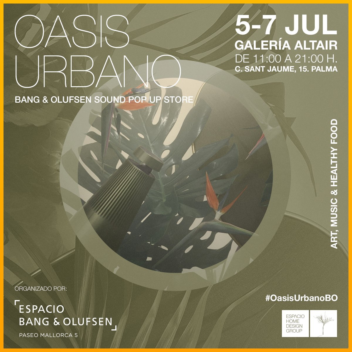 Espacio Bang &amp; Olufsen nos invita a un Pop Up Store inspirado en la naturaleza de Mallorca y el eco design los próximos jueves 5, viernes 6 y sábado 7 de Julio en la Galeria Altair de Palma (Carrer de Sant Jaume, 15) de 11:00 a 21:00 Hrs. Más info-> espaciohdg.com/empresa/evento… 👏👏👏
