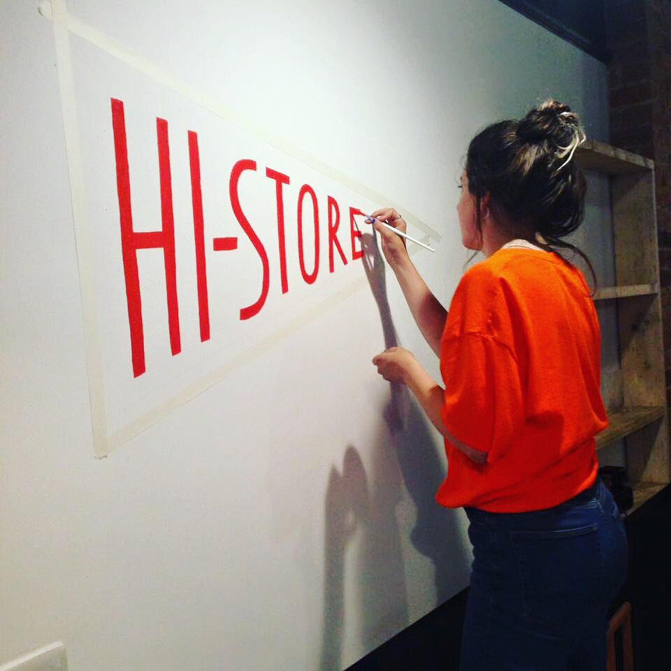 The day we painted our logo onto the wall! One year ago 🎈✋️🖌 #histore #hastings