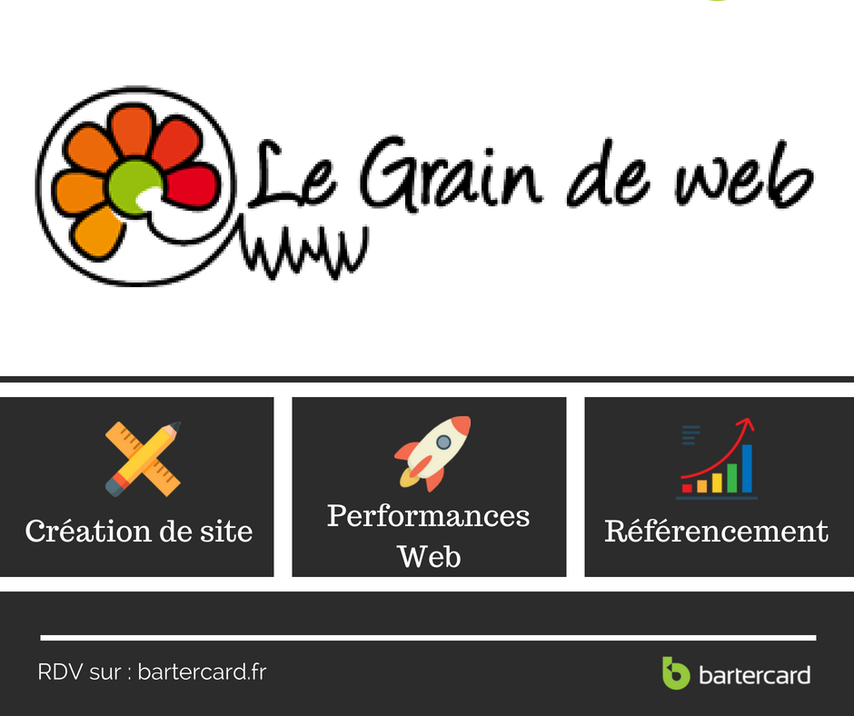 BartercardFr's tweet photo. 📢 Nous sommes fiers de vous présenter un membre de @BartercardFr l’agence LeGrainDeWeb , experts en création de #sites et #référencement ; efficacité, disponibilité et écoute composent l'ADN de cette dynamique agence. 
#LeGrainDeWeb #BartercardMember #OpenForTrade https://t.co/HTg9FAlTcS