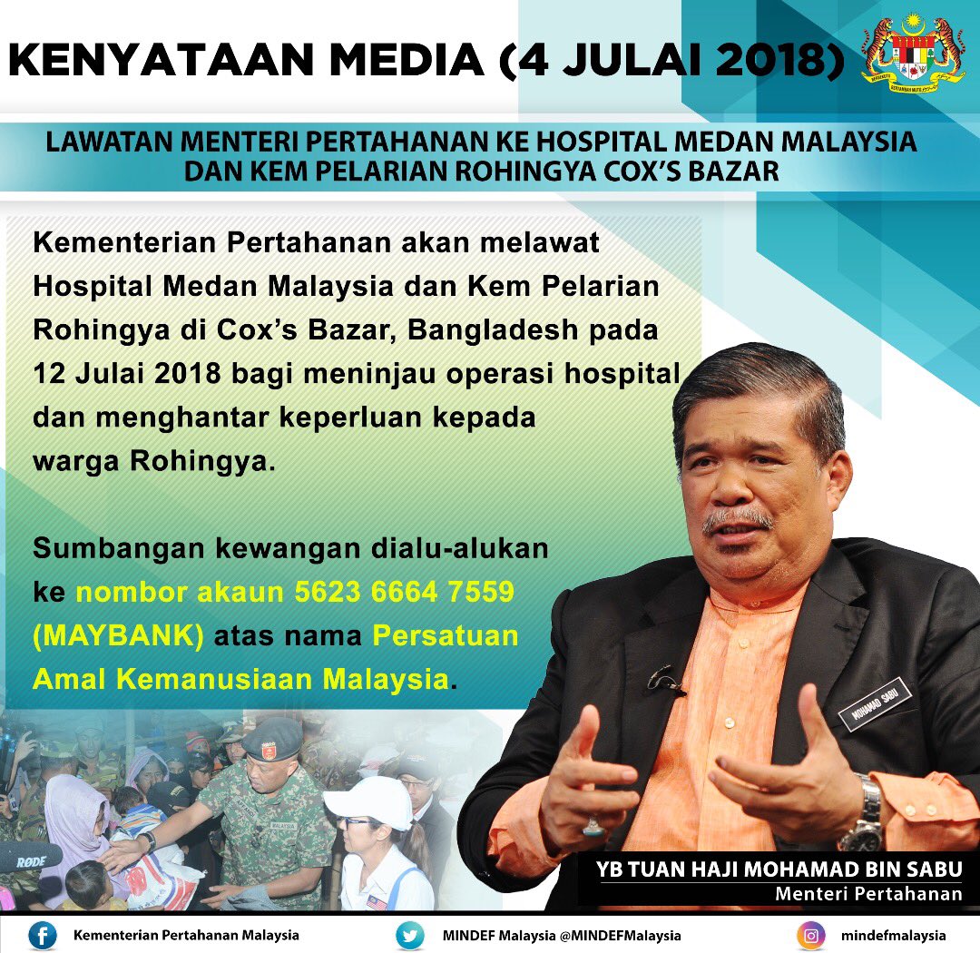 menteri pertahanan malaysia 2018