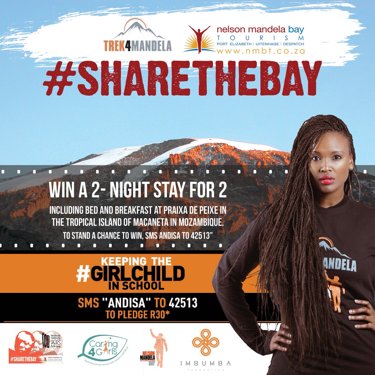NMandelaBay's tweet photo. SUMMITING KILIMANJARO FOR MADIBA In celebration of the great Mandela Centenary and as a build up to Mandela Day, Nelson Mandela Bay Tourism (NMBT) will be in full support of Andisa Liba https://t.co/UltKo2Ce6a #Sharethebay #Madiba #Support #Trek4Mandela #Andisa https://t.co/456VEEECcs