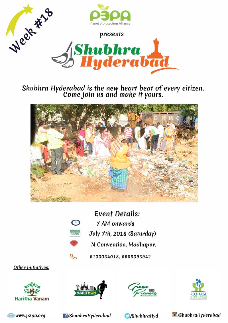 ShubhraHyd's tweet photo. @PawanKalyan @RaoKavitha @LakshmiManchu @VVSLaxman281 @actor_nithiin
@BVRMohanReddy @koneruhumpy
@pullelagopicha1

Dear @SwachhBharatGov ambassadors, team @ShubhraHyd humbly requests your support &amp; participation to make #Hyderabad clean again! 🙂

cc. @narendramodi @PMOIndia https://t.co/nHqIOiAt4S