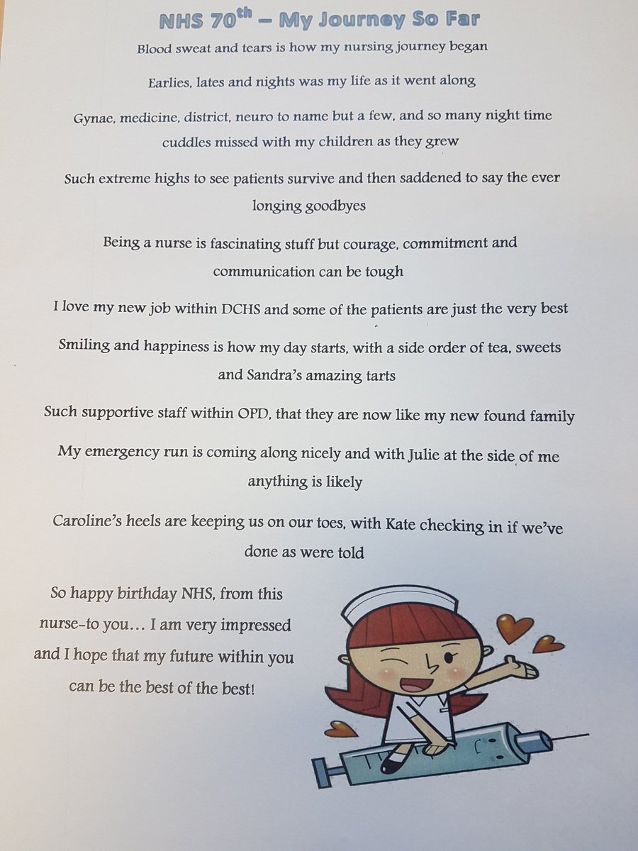 @DHCFT_DCHS a love poem by our staff nurse Joanne Johnson #NHS70 #teamoutpatients