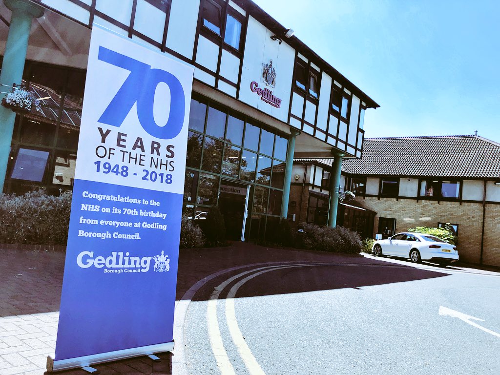 A very #HappyBirthdayNHS from everyone at Gedling Borough Council. We are very proud of the amazing work all your staff do every single day #thankyouNHS #NHS70