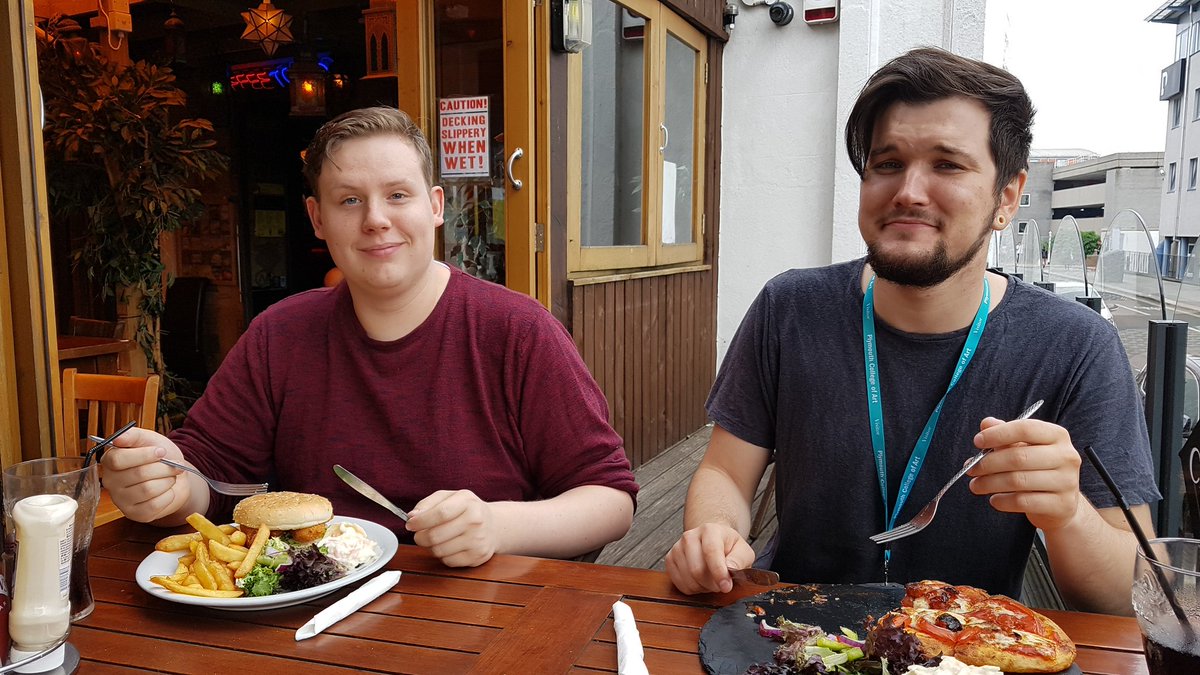 FuelImmersive's tweet photo. After collecting all the pictures we needed of sticks and rocks to create life-like 3D models in our virtual world #photogammetry, we stopped off for lunch - as you can tell the guys just wanted to eat, not pose 😂 https://t.co/t61ipEThXa