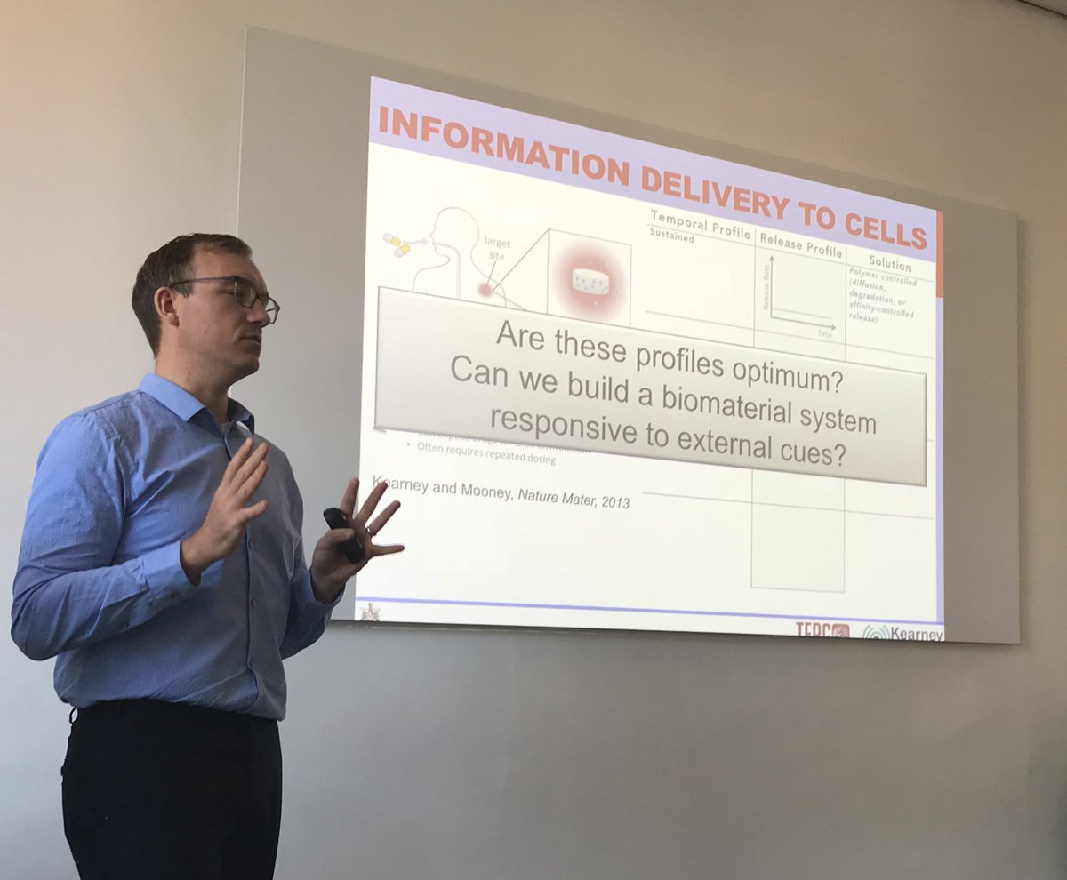 sophieccox's tweet photo. Fantastic talk from @cathaljkearney covering an inspiring story of building capabilities in temporally controlled drug delivery from biomaterials https://t.co/UNuYq7EyG4