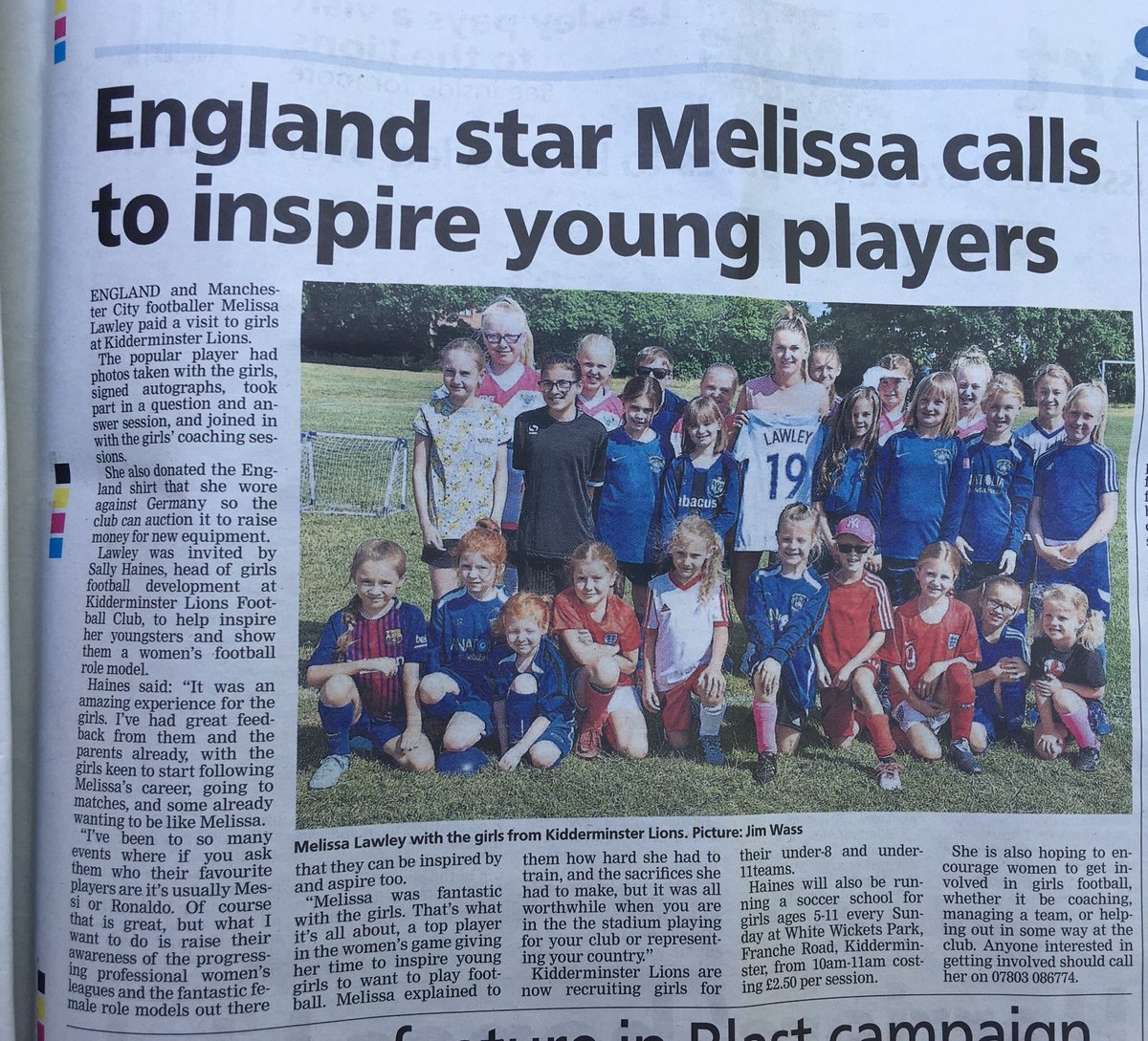 SHFootballCoach's tweet photo. Hot off the press! #melissalawley #kidderminsterlionsgirls @klfc1996 @WorcsFA @Lionesses @FAWSL https://t.co/rS4cgYooLG