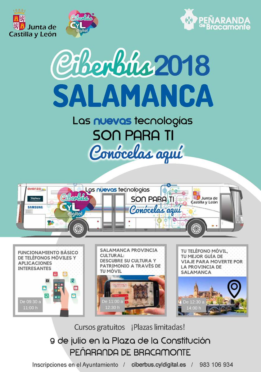 citafgsr's tweet photo. El próximo lunes visitará Peñaranda el #Ciberbus... con #cursosgratuitos sobre #Moviles.
Si quieres inscribirte, puedes hacerlo tanto en el @AytoPenaranda como en el @fgsrcds
Conoce el patrimonio cultural de #Salamanca a través de tu móvil.
Recuerda: ¡¡PLAZAS LIMITADAS!! https://t.co/CUro6QvF92