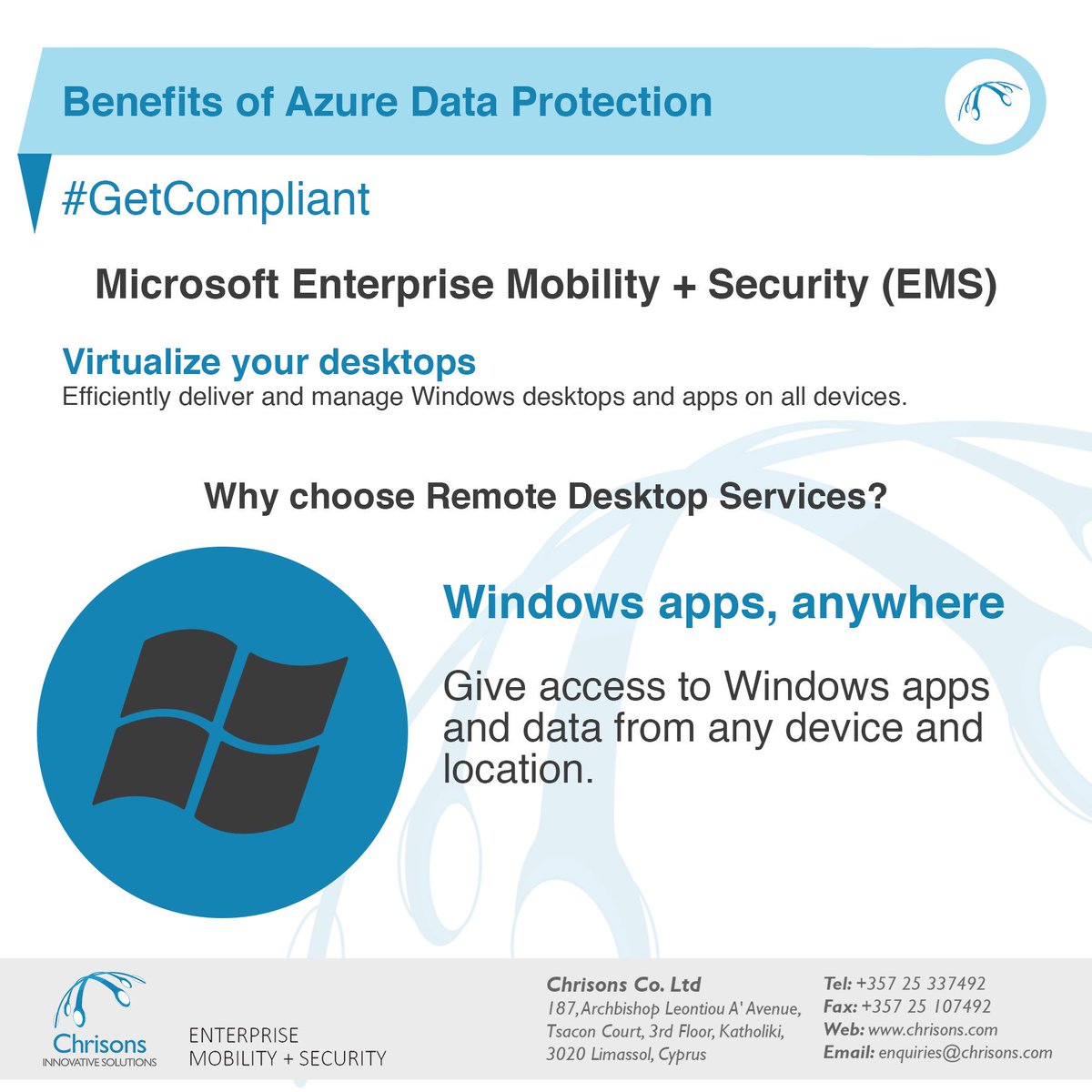 chrisons's tweet image. #Enterprisemobility requires efficient and secure #desktopvirtualization. 

Contact us today, to find out how, with @Microsoft Enterprise Mobility + Security chrisons.com/contact/

#cloudsecurity #microsoft #azure #windows #dataprotection #compliance #tech #IT #getcompliant