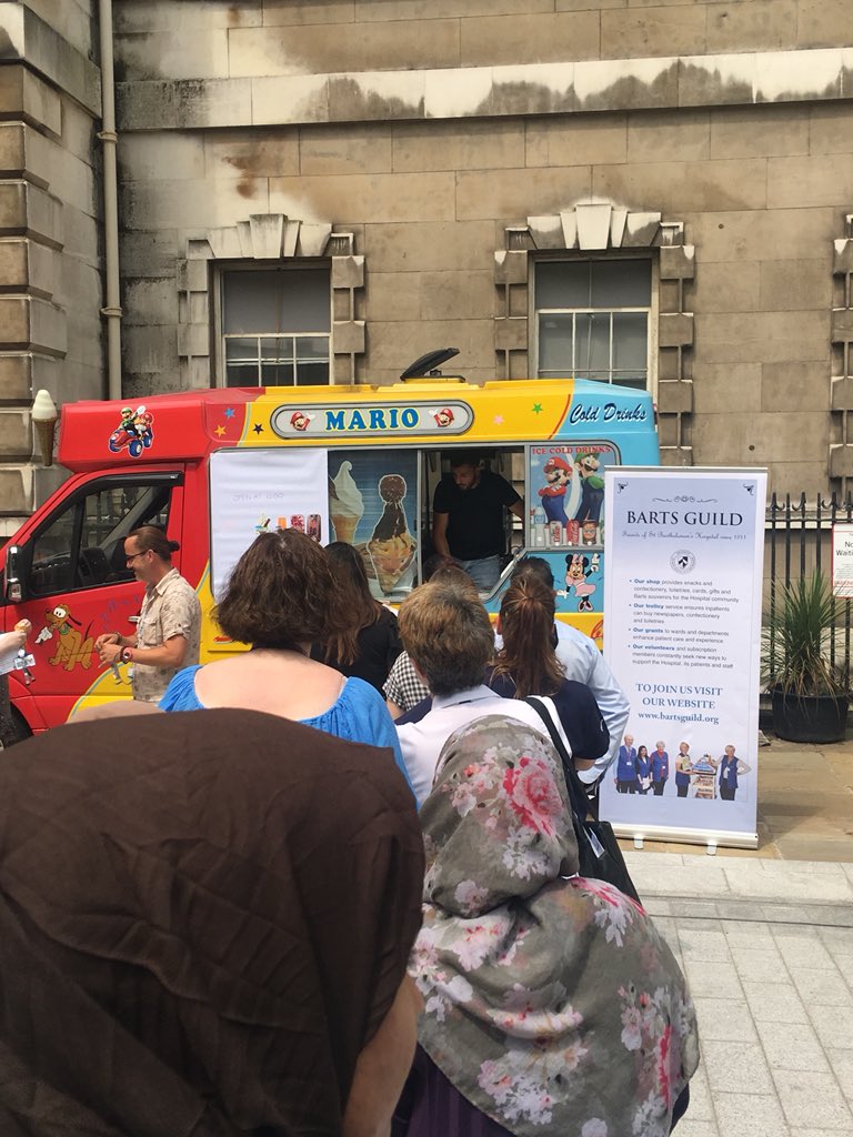 mstrinny1's tweet photo. Thank you Barts Guild for celebrating the NHS 70th anniversary with us @ St Bartholomew’s. A cool ice cream in a hot day is very much appreciate. @BartsGuild @faysasilva @eduardadalmeida https://t.co/EY058QAbPK