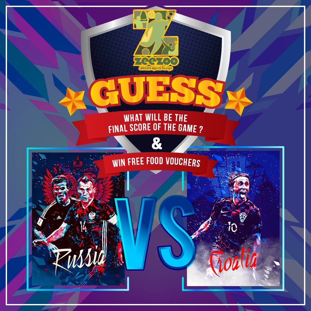 zeezoochennai's tweet photo. Guess..! What will be the final score of this game Russia VS Croatia.
#WinFreeFoodVouchers.
#VisitUs at: https://t.co/dRoQgCqUIn
#CallNow at: 8190 957 999 &amp; 8190 958 999
#FIFAworldcup2018 #ZeeZoo #Russia #Croatia #QuaterFinals #Win #Vouchers #Football #PredictionContest #Contest https://t.co/rJDqpRO3s6