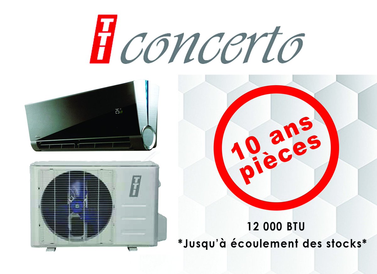 La toute nouvelle garantie 10 ans pièces pour la Concerto ! 
#tti #tticlimatisation #climatisation #garantie #climat #confort