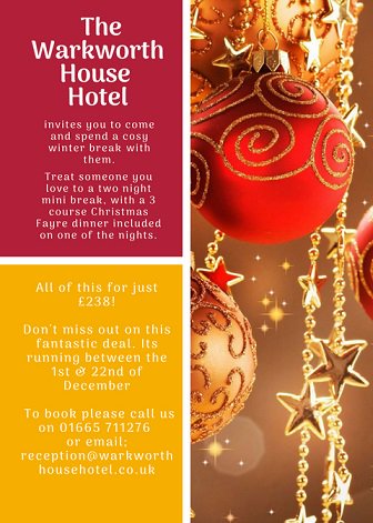 We starting to get a lot of interest in our winter break package. Make sure you book yours now to avoid disappointment! #winteriscoming #warkworth #northumberland