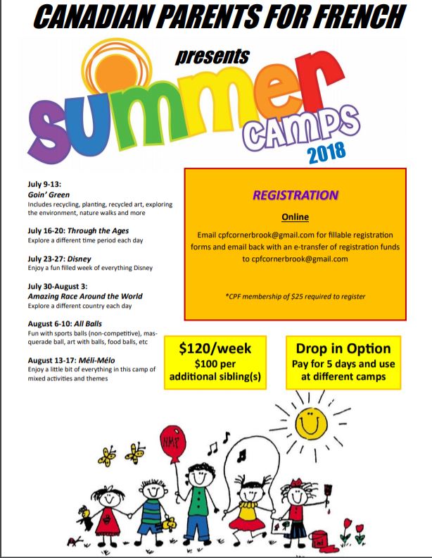 CPFCornerBrook's tweet photo. Summer camp is just 4 days away! We still have various spaces available for each week just email us to register! cpfcornerbrook@gmail.com https://t.co/VFu8haJTSJ