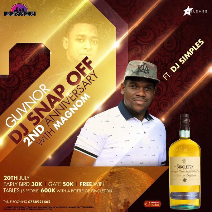 ckawunde's tweet photo. The early bird #SnapOffTurns2 ticket package is already ar @QuicketUG . All you do is run there with a ka 30k, then get set for a line up of the baddest. Only the baddest on that spin. #MagnomSnapOff https://t.co/5BanYFQXlC