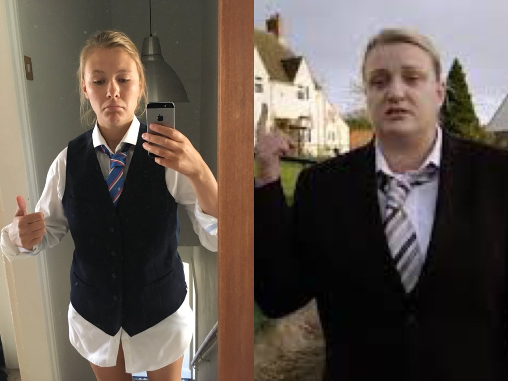 HannahRHilton's tweet photo. Family: Saturday, pub, 3pm, dress like Gareth Southgate.
Me: sound. 
#ENGSWE #WorldCup18 #ThisCountry #ComingHome #maybe https://t.co/kaewe7vPb7