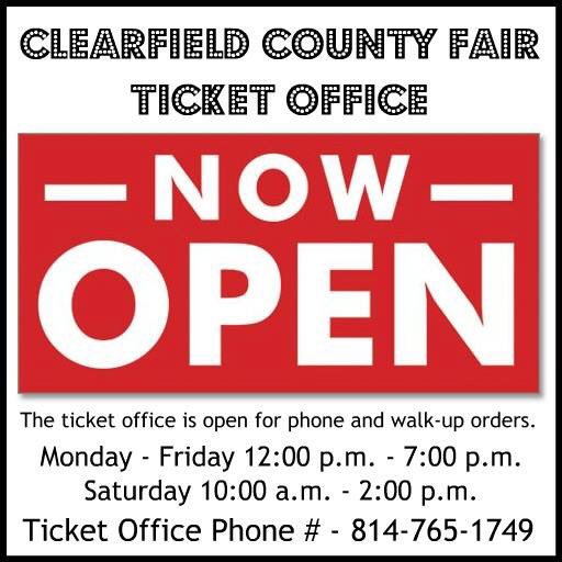 Clearfield_Fair's tweet photo. The Fair ticket office opens today at 12PM. Go get your tickets and advanced gate passes while they’re available!!! #only3weeks #clearfieldfairupdate https://t.co/fQEdDoRdoK
