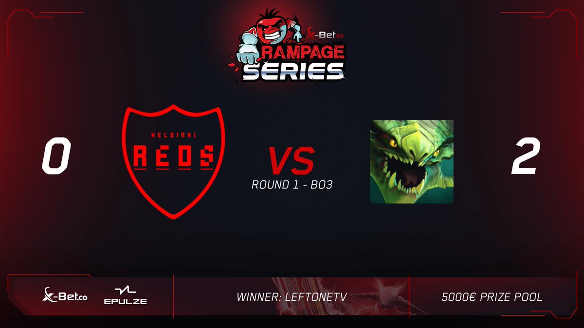Congrats <a href="/LeftOneTVDota/">LeftOneTV</a> with the clean 2 - 0 victory against @HelsinkiREDS in the first round of the X-Bet.co! They move on to face of against open qualifier winners Hunkyz From Zavod, starting shortly 🔥🔥🔥

Stream: twitch.tv/epulzegaming