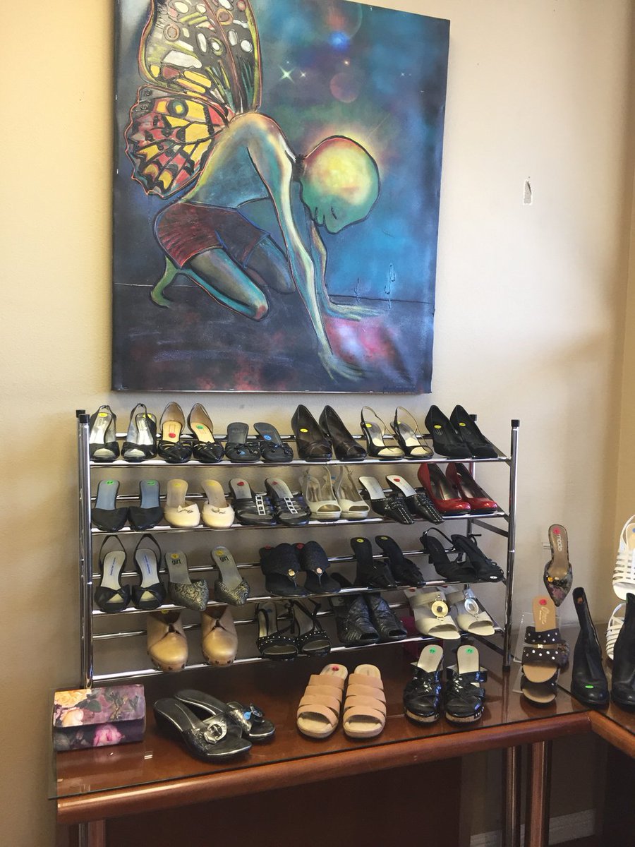 Stop in today to check out our new shoe haven .....or should I say shoe “heaven?”  #ShoeLover #thriftshop #shopforacause #shoeheaven