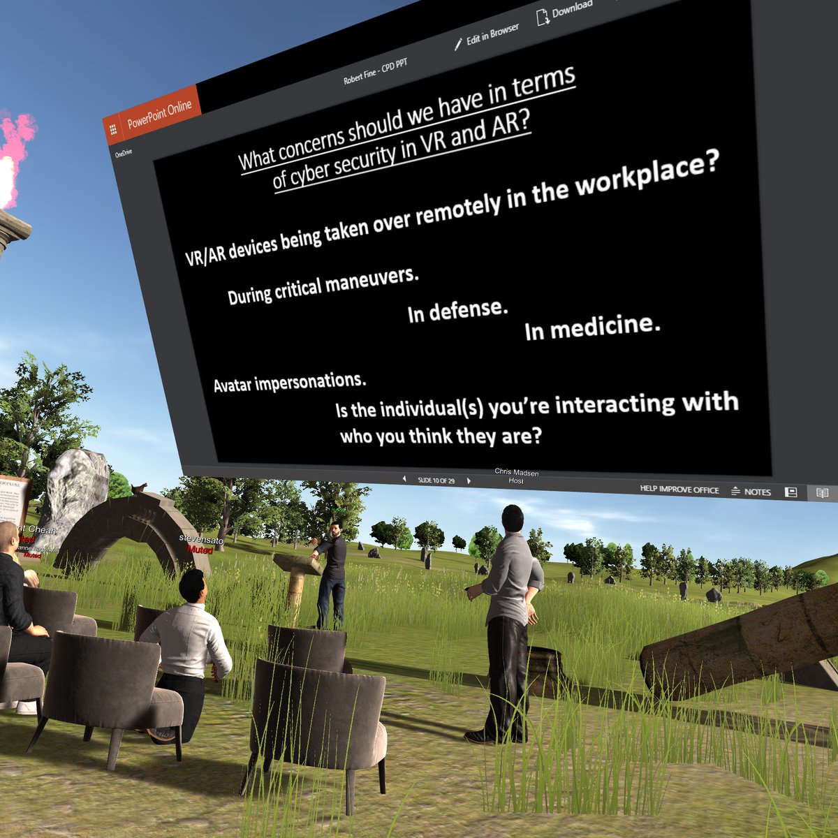steve_bambury's tweet photo. Fascinating presentation from @bobfine about the potential rise of #cybercrime within #VR - what an amazing addition to the #CPDinVR anniversray lineup.
#esafety will soon become #vsafety folks... #ARVRinEDU https://t.co/0Ckfn8tYGl
