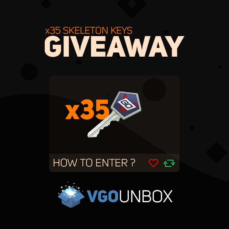 ItemUnbox's tweet photo. 35 Skeleton Key Giveaway!

- RT
- Follow @VGOUnboxCom &amp; @VGO_gg 
- Visit https://t.co/Rp5W3d1LQD   

The winner will be drawn in 24 hours https://t.co/39owlz58tT