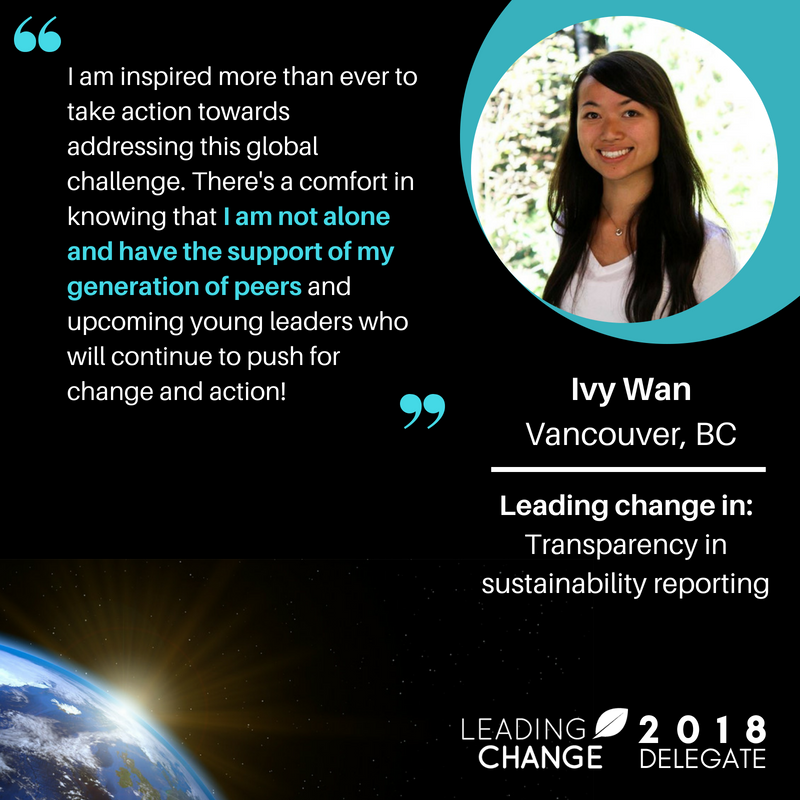 LeadingChangeCa's tweet photo. .@LeadingChangeCa aims to elevate the profiles of youth change-makers & shine a spotlight on the causes they're working on. #LeadChange18 delegate @ivy_wan is a Sr Sustainability Services Consultant at @KPMG, keeping companies accountable on their #sustainability reporting. https://t.co/LjvcQOXjdd