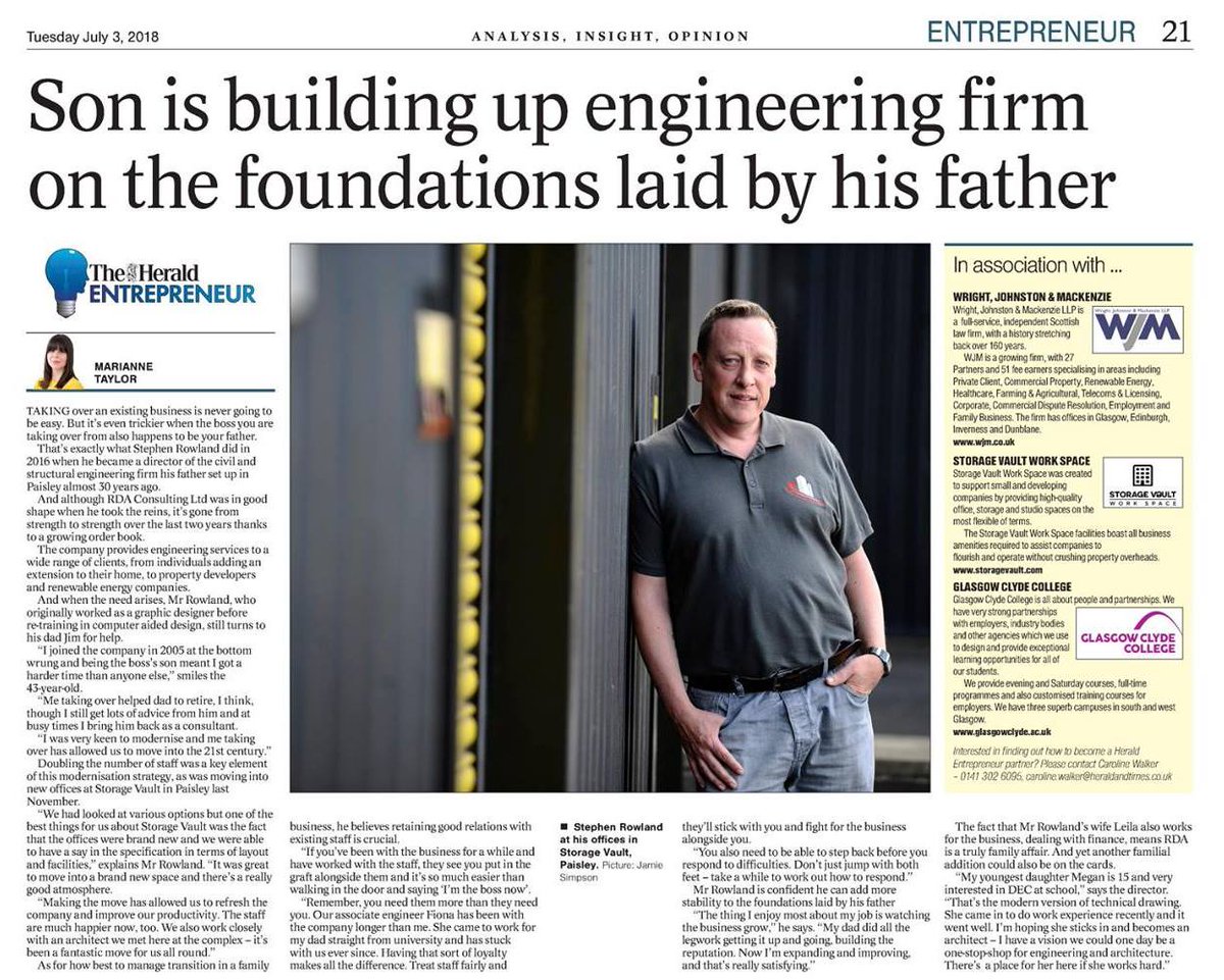 Our feature in the entrepreneur section in The Glasgow Herald