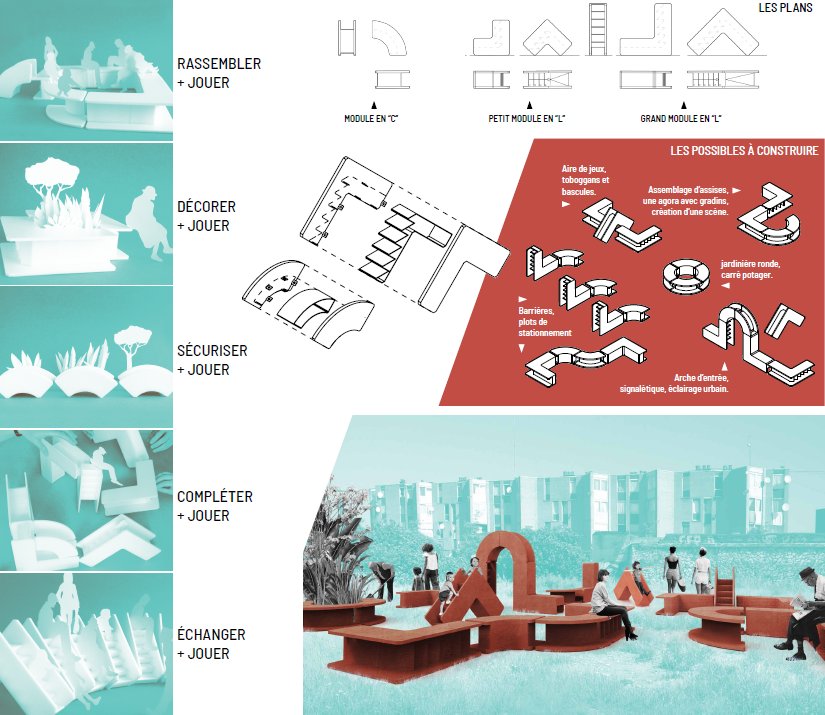 On continue à vous présenter les #designers de #MobMob, avec aujourd'hui LE GRAND JEU : jeux de formes et formes de jeux de Martial Marquet &amp; 22° Paysagistes. A vous de votez sur bit.ly/2KJ8Pui #design #mobilierurbain #designurbain #villededemain