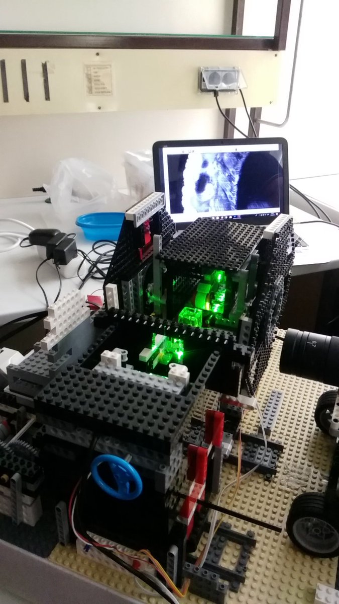 FritzPreusser's tweet photo. Julien Colombelli from @IRBBarcelona showcasing his Lego Lightsheet at #EMBO3DevImg. This is just the coolest thing. Ever. https://t.co/eQNlABzHrd