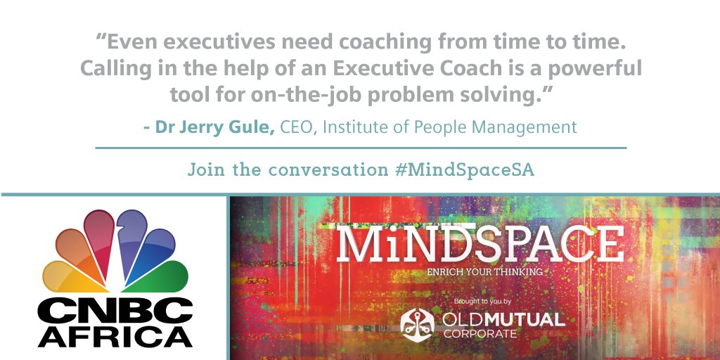 cnbcafrica's tweet photo. Tonight on MindSpace TV Dr Jerry Gule shares with us why even executives need training. Catch the broadcast at 7pm CAT brought to you by @OldMutualSA join the conversation using #MindSpaceSA https://t.co/REg3ySGofg