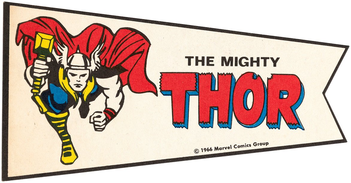 HakesAuctions's tweet photo. #TBT (aka #ThrowbackThorsday) Are you a fan of #Thor? ✅ out this 1966 #pennant up for bid in the new #HakesAmericana #auction! Every #Marvel fan needs this in their collection!
#Hakes224 #Marvel #SilverAge #Mjolnir #JourneyIntoMystery #Asgardian #60sMarvel #MarvelFanatics https://t.co/ABIeAc8aIg