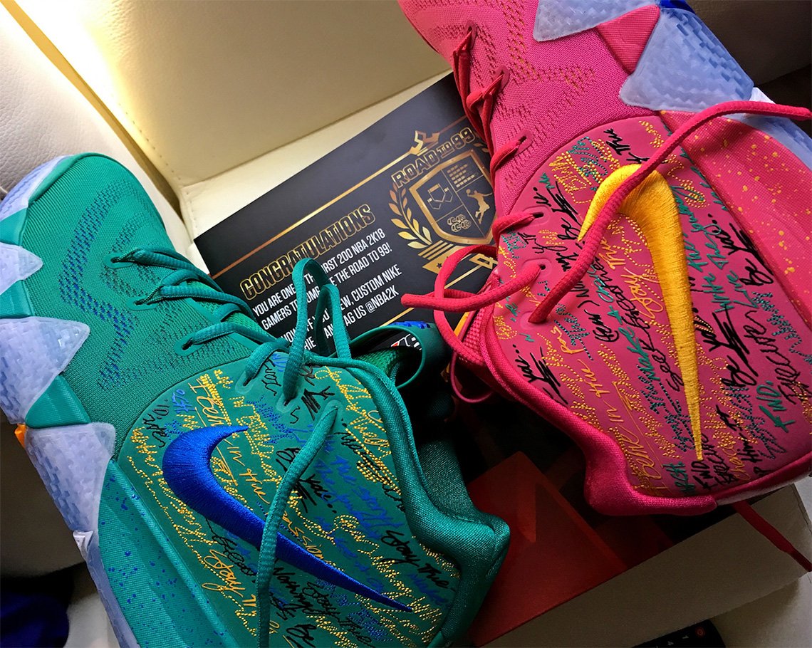 brkicks's tweet photo. Nike sends out 200 pairs of limited edition Kyrie 4 "NBA 2K"

📸 @imsobrooklyn https://t.co/gc6BcQuQT8