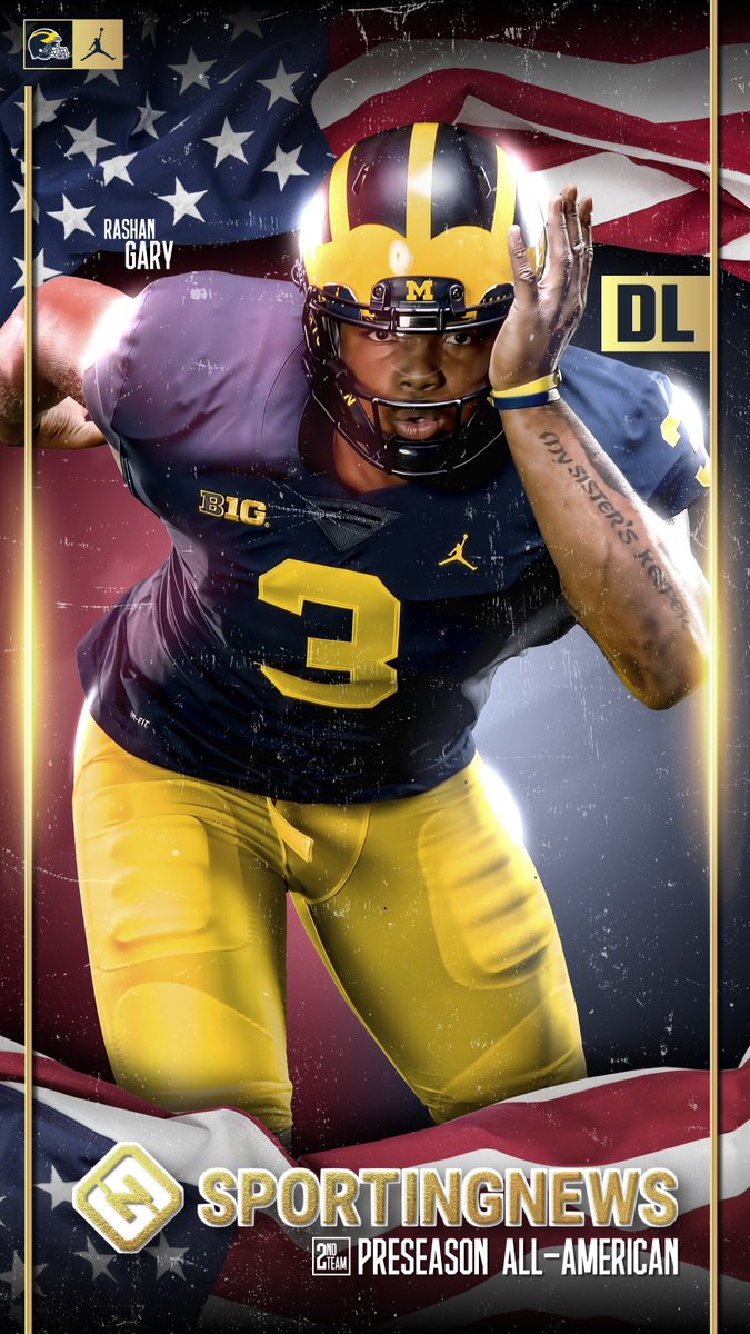 UMichFootball's tweet photo. It's another great day to be an (All) American! 

Congrats, @_Dbush11, @RashanAGary &amp; @KhalekeHudson #GoBlue https://t.co/6HeRu9boKv
