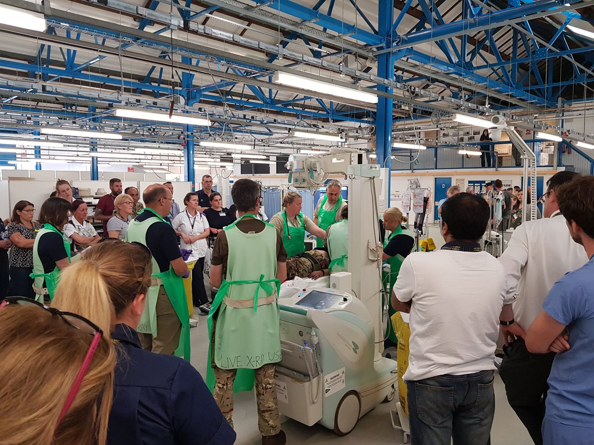<a href="/YorkTeachingNHS/">Alan Sparks</a> @ArmyMedServices <a href="/ATACCFaculty/">ATACC Faculty</a> #Livex18 in practice. Real life actors. Replica of Scarborough Resus. Trauma care in action, testing Major Incident Plan