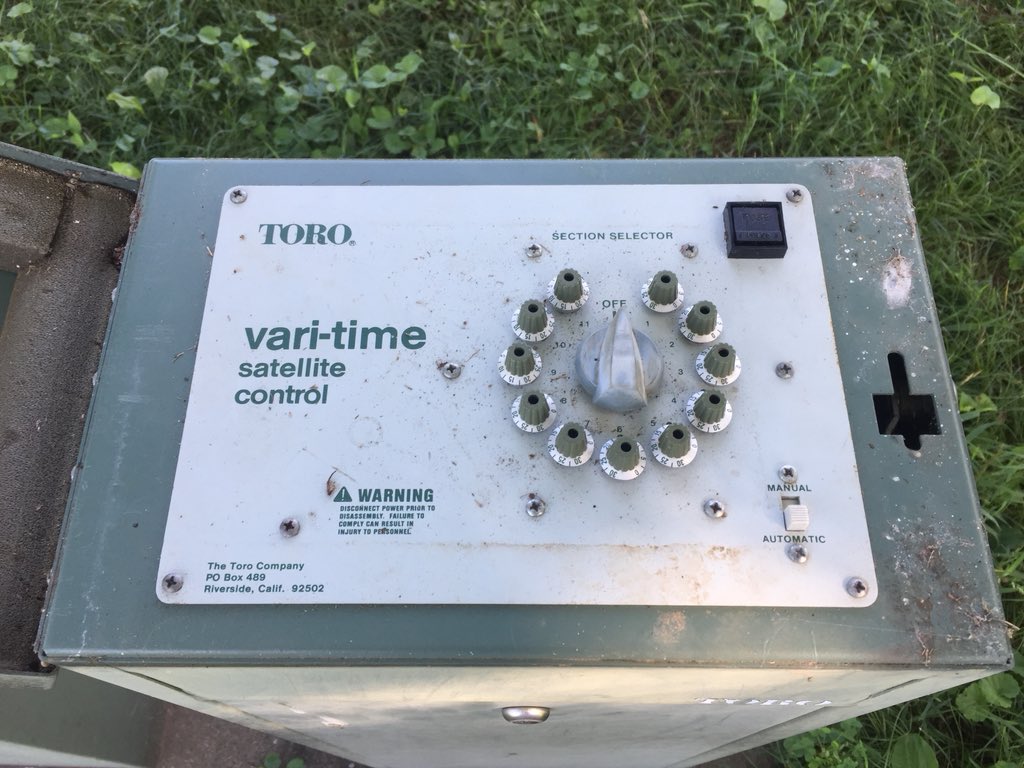 TimTaylorTT's tweet photo. Needing some toro Vari-time satellite control boxes complete needing some parts.  Don’t know if anyone has one or two of these stored in there shop they don’t need. https://t.co/apW14fzdIB