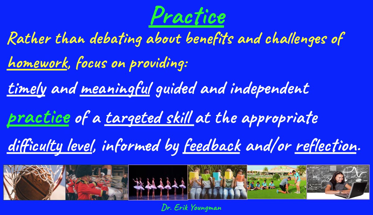 Erik_Youngman's tweet photo. Rather than debating about benefits and challenges of #homework, focus on providing:
#timely and #meaningful guided and independent #practice …
#EdChat #LeadLAP #DitchBook #LearnLAP #ISTE #TLAP #IMMOC #SunChat https://t.co/uvwD7vrKau