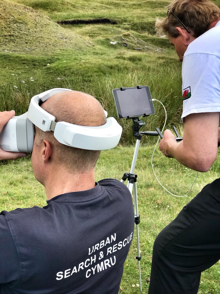 romeoch's tweet photo. One of the Welsh USAR Drone Teams decided to operator with Mavic and Goggles. Will be interesting to analyze their data. #SARTrial2018 #dronesforgood @112_sos @DJIEnterprise https://t.co/tfzXKEC3Cl