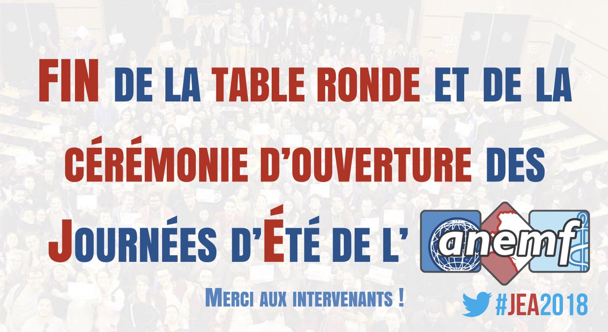 ANEMF's tweet photo. #JEA2018 | Fin de cette cérémonie d'ouverture ! Merci à tous les intervenant pour leur présence et leur participation. Place maintenant à la suite des événements ! https://t.co/fNjpyLGcjR