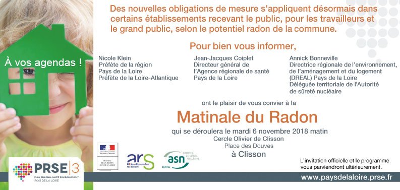 Radon_Cerema's tweet photo. Matinale du radon en #PaysdelaLoire, avec l'@ars_pdl, l'@ASN et la #DREAL PDL :  première édition à Clisson, à l'occasion de la journée européenne du #radon, le 06/11/2018 #europeanradonday https://t.co/NxxbSatB6N