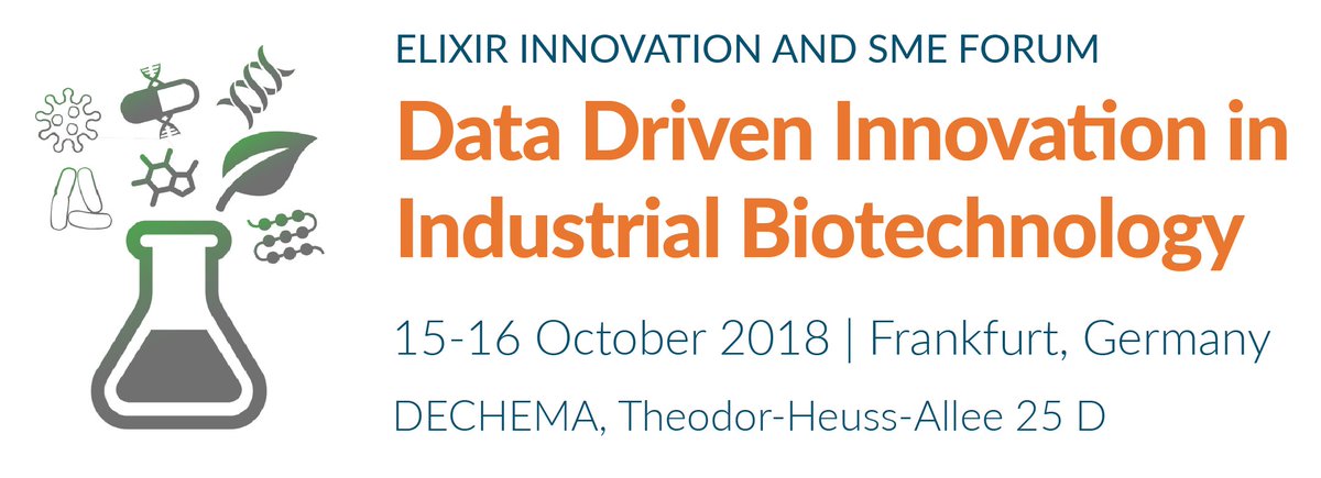 ELIXIREurope's tweet photo. Registration for our next #ELIXIR4Innovation event is now open; https://t.co/5M9ZVinrTk Join us in Frankfurt on 15-16 Oct. The focus will be on industrial #biotechnology in all domains! https://t.co/WIuVrTSdWd
