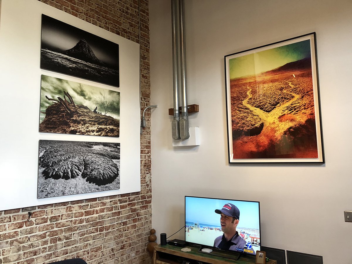This view shows a few of my images hanging in my new loft space...they make my TV look small! If you're going to the San Pedro art walk tonight, please stop by...I'm at 368 7th St.  #fineartphotography #lofts #SanPedro #artforsale #artwalk