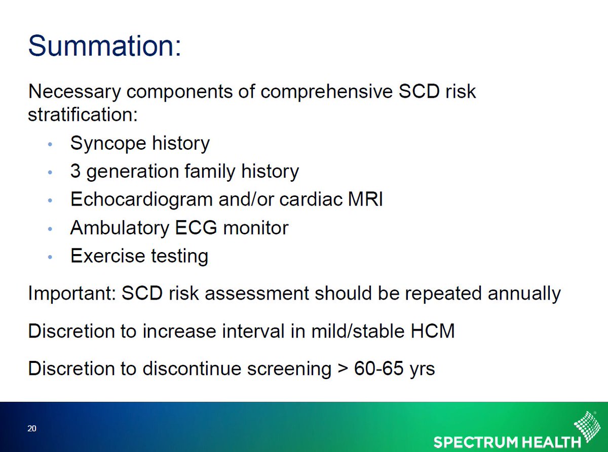 Great talk regarding sudden cardiac death risk stratification in HCM patients by Dr. David Fermin <a href="/DavidFerminMD/">David Fermin, MD</a>, medical director of the HCM program at Spectrum Health @SHMeijerHeart,  a center of excellence as designated by the Hypertrophic Cardiomyopathy Association