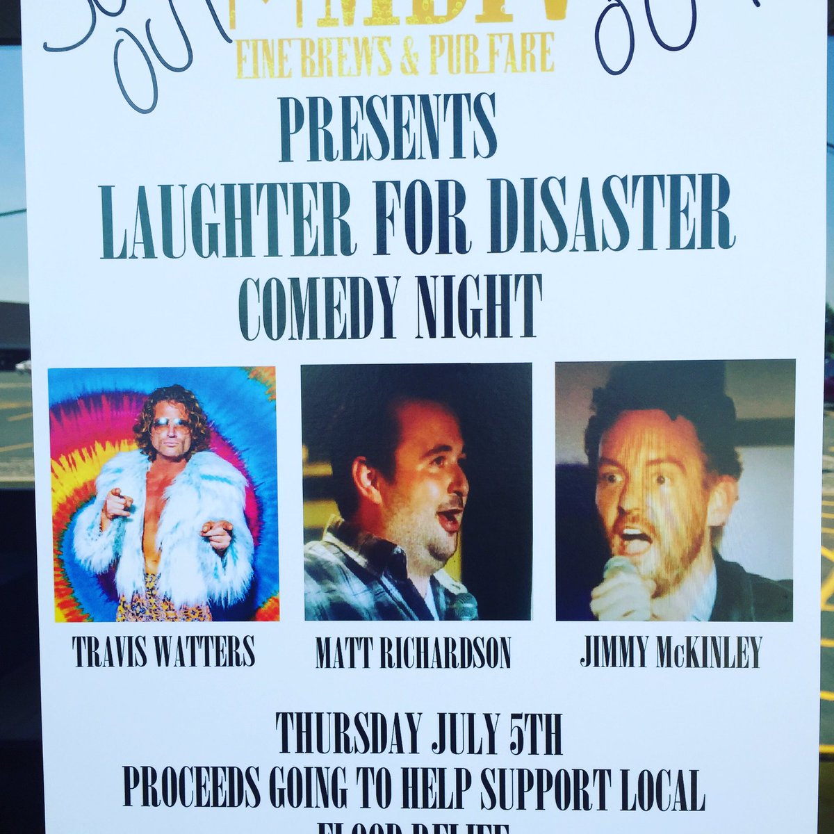 LAUGHTER FOR DISASTER @mamasbrewpub_ is SOLD OUT! Seating for show starts at 7..Live music 7:30-8:45..Comedy show starts at 9.