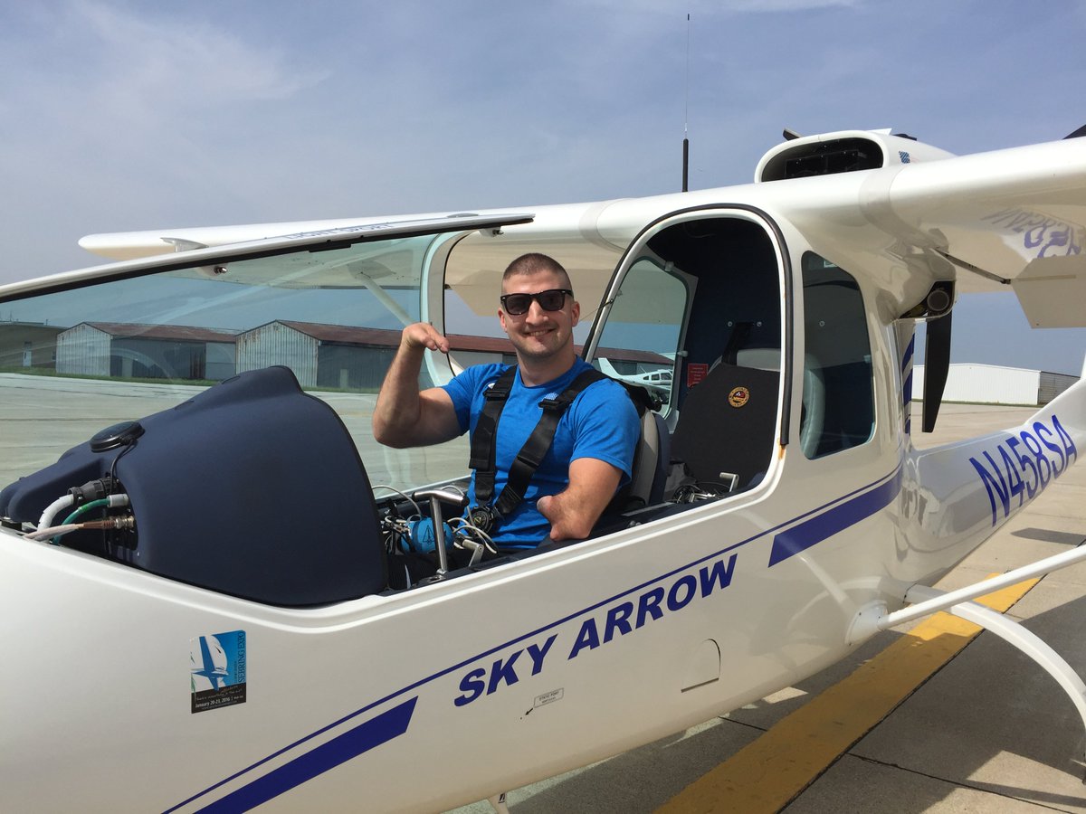 AbleFlight's tweet image. Kory Puderbaugh was born without hands or feet. On July 24th at 10am at EAA AirVenture, Kory will get his Able Flight Wings as one of the members of our Class of 2018. Join Kory and our other new pilots for this very special ceremony at Theater In The Woods.