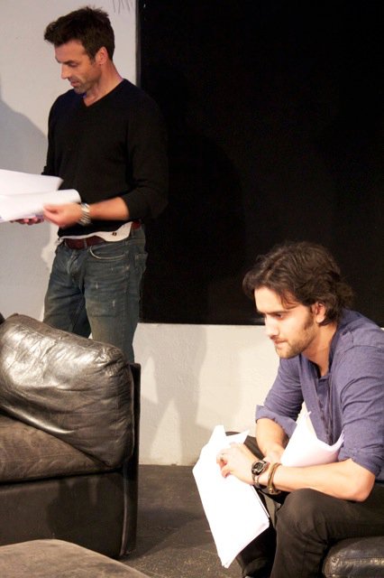 TimeWaveStudio's tweet photo. Past blast: Michael Steger (90210) & Jonathan Wrather (Coronation Street, Emmerdale) in a #VelocityLab rehearsal - directed by Tony Award-winner Wilson Milam. At the Rag Factory, Brick Lane, London. https://t.co/Fr36KZy5zM