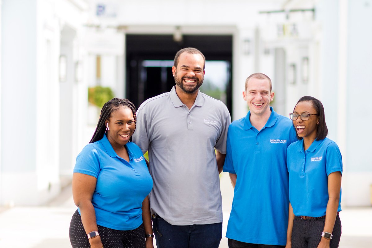 SignIsland's tweet photo. A BIG hello from the sales team at Sign Island! Our friendly and helpful consultants are ready to help you with your next big project. Call us and get a free consultation at 676-5391. We’re more than a sign shop. #SignIsland #SignIslandExpo #bahamas #sign https://t.co/N5UFIOA2us